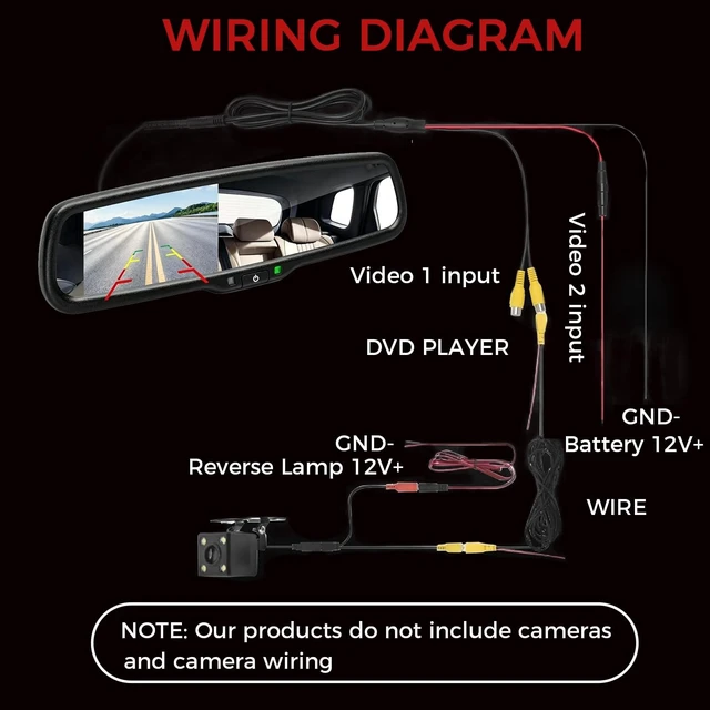 Alt view image 4 of 5 - TevzaTechix 4.3 inch Car Mirror Monitor for Trucks and Vans, Auto-Dimming