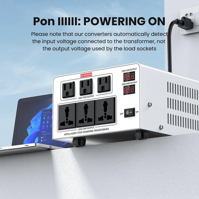 Alt view image 3 of 5 - 6000VA Step Up/Down Voltage Transformer Converter 110/120V to 220/240V