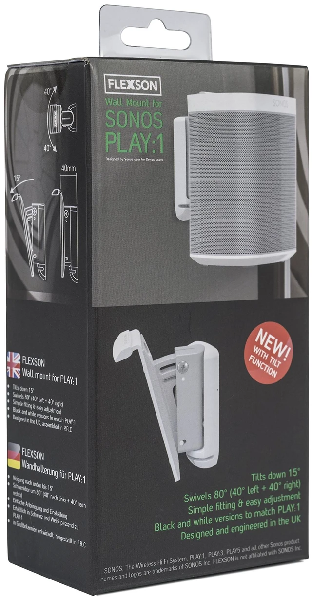 Alt view image 3 of 5 - FLEXSON AAV-FLXP1WB1011 Wall Bracket for Play:1 SONOS Speakers, Single, White