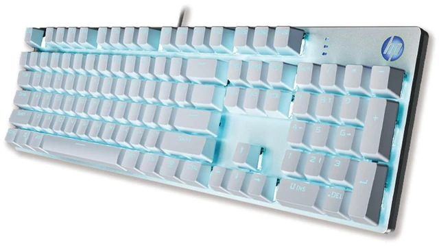 Main image of HP GK400F Mechanical Gaming Keyboard, 104 Keys Wired Keyboard with Brown Switches, Mixed Lighting, Double-Shot ABS Keycaps, for Desktop and Laptop (Glacier Silver)