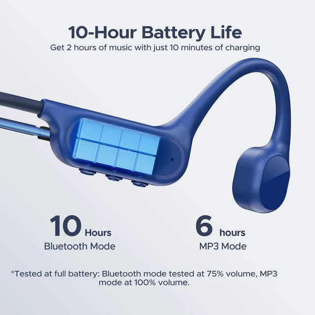 Alt view image 5 of 5 - POPUX Bone Conduction Headphones IP68 Waterproof Headphones for Swimming, Open-Ear Underwater Swimming Earbuds Bluetooth 5.4 32GB MP3 10H Battery for Sport Running Fitness(Blue)