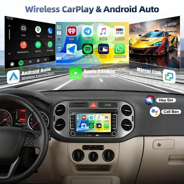 Alt view image 4 of 5 - CAMECHO Car Radio for Volkswagen VW Tiguan 2009-2015 with Wireless Apple CarPlay Android Auto 7" HD Touch Screen Car Stereo with Bluetooth AM FM RDS EQ USB Mirror Link Remote Control + Canbus