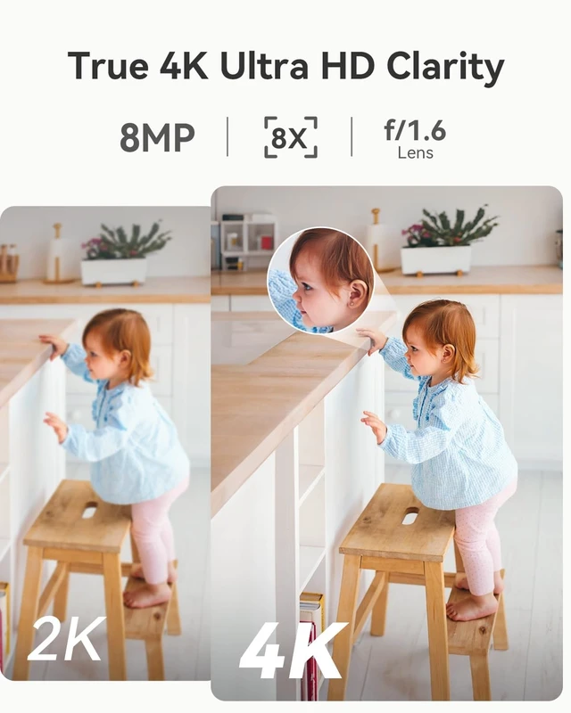Alt view image 3 of 5 - LongPlus 4K 8MP Indoor Security Camera, Pan Tilt Wi-Fi Pet Baby Monitor