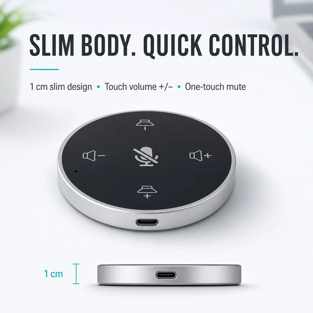 Alt view image 4 of 5 - lorvannis Conference Speakerphone for PC & Laptop, USB Wired Speaker with Microphone, 360 Voice Pickup, Plug and Play, Computer Speaker for Zoom, Teams, Skype (Round Black)