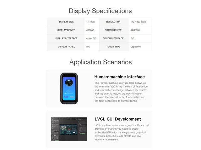 Alt view image 4 of 5 - ESP32-C6 1.47inch LCD Touch Screen Development Board, Onboard 172320 Pixels 262K Color Display, 6-Axis IMU, TF Card Slot, etc. Supports 2.4GHz WiFi 6 and BLE 5, up to 160MHz RISC-V Processor