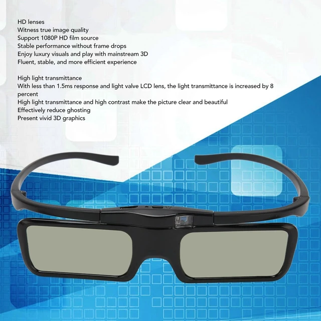 Alt view image 2 of 5 - DLP 3D Glasses HD Lens 1080P Active Shutter Glasses, Wearable for Myopic People with DLP Link 3D Projectors