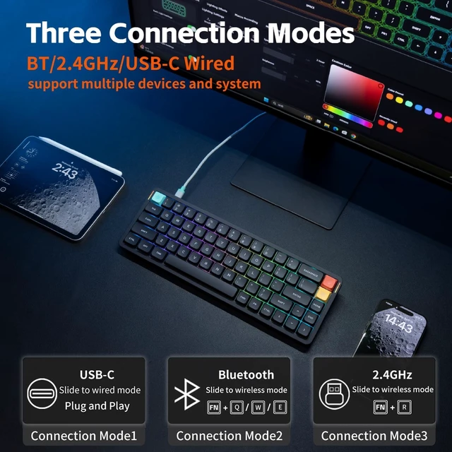 Alt view image 3 of 5 - nuphy Air65 V3 Wireless Mechanical Keyboard with Multifunctional knob