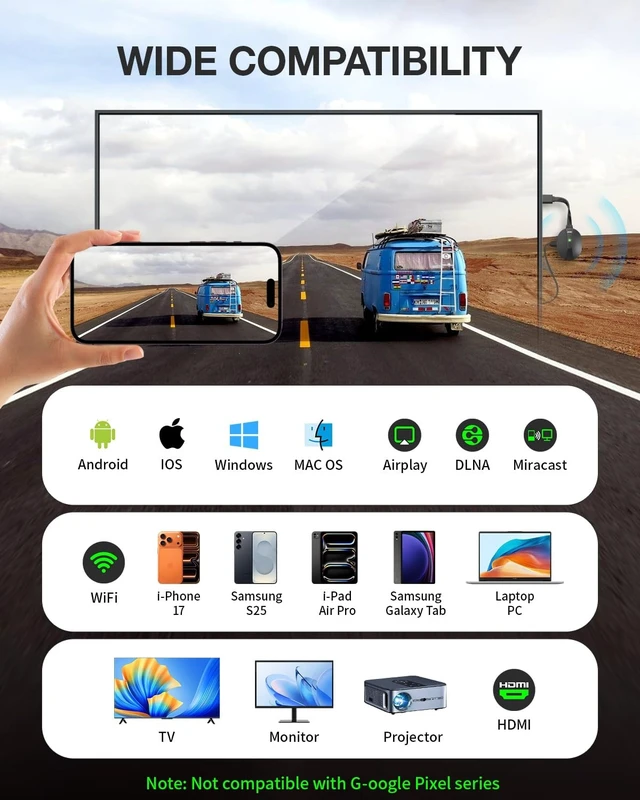 Alt view image 5 of 5 - AIMIBO True 4K Wireless Display Adapter 2.4G+5G@60Hz Plug & Play 65FT