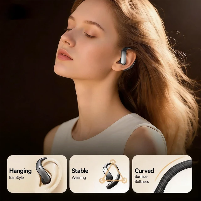 Alt view image 4 of 5 - ROEL-PLAY in-Ear Ear-Clip Style Earbuds LED Digital Display, Black