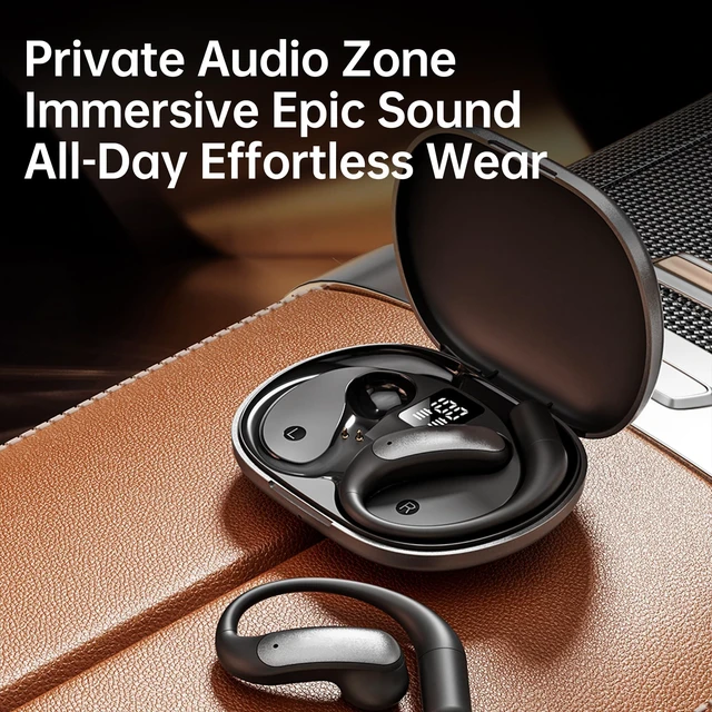 Alt view image 2 of 5 - ROEL-PLAY in-Ear Ear-Clip Style Earbuds LED Digital Display, Black