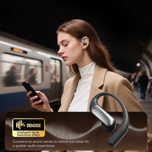 Alt view image 3 of 5 - ROEL-PLAY in-Ear Ear-Clip Style Earbuds LED Digital Display, Black