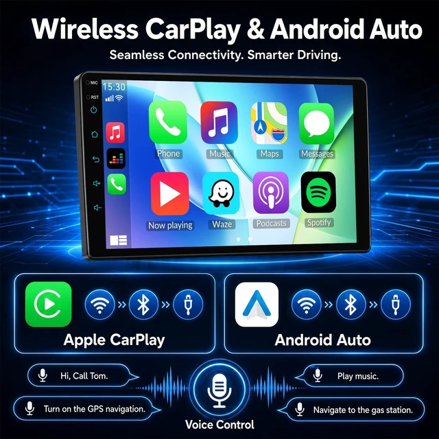 Alt view image 3 of 5 - Car Radio for Mazda 5 2007-2012 with Wireless CarPlay Android Auto