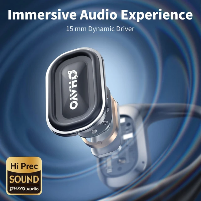 Alt view image 4 of 5 - OHAYO Open Ear Earbuds, Over Ear Earbuds with Ergonomic Earhook, Open Ear Bluetooth Headphones 5.4 with Smart Digital Display, 40H Playtime, IPX6 Waterproof, Suitable for Cycling, Running, and Working