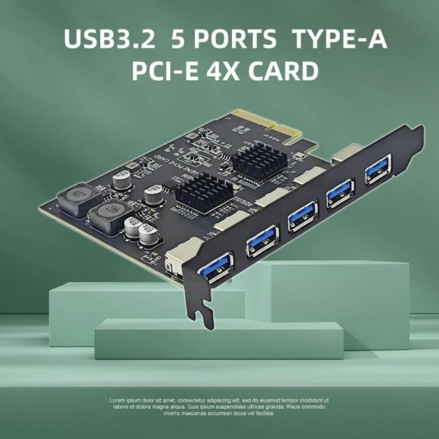 Alt view image 2 of 5 - PCIe to USB 3.2 Gen 2 Card, 5 Type A Ports USB C PCIe Card, 10Gbps PCI Express Expansion Card, for ASMedia ASM3142, for 7 10 11, for Linux