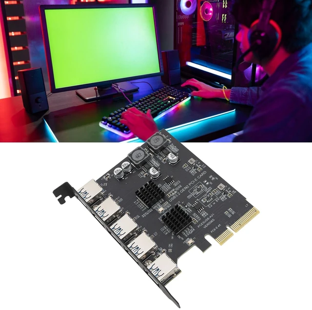 Alt view image 4 of 5 - PCIe to USB 3.2 Gen 2 Card, 5 Type A Ports USB C PCIe Card, 10Gbps PCI Express Expansion Card, for ASMedia ASM3142, for 7 10 11, for Linux