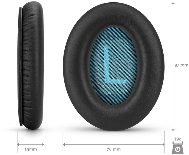 Alt view image 4 of 5 - Replacement Earpads for Bose QuietComfort QC 15 25 35 Premium Ear Pads QC15 QC25 QC35 AE2 & SoundLink, Memory Foam, Soft & Long Lasting by Brainwavz