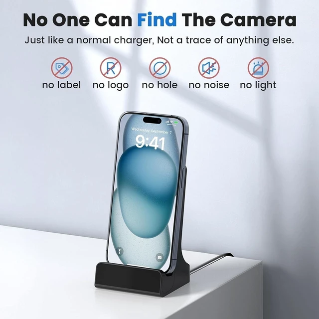 Alt view image 2 of 5 - LIZVIE Hidden Camera Charger Dock with 2K 5G Pixels, Phone Charger Hidden Camera, 160 Wide-Angle Lens Night Vision/Motion Detection Alarm APP Remote Control Nanny Cam for Home Security Indoor.