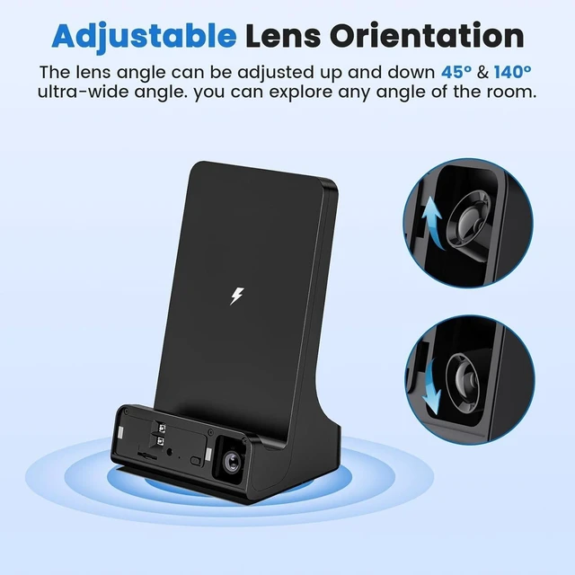 Alt view image 3 of 5 - LIZVIE Hidden Camera Charger Dock with 2K 5G Pixels, Phone Charger Hidden Camera, 160 Wide-Angle Lens Night Vision/Motion Detection Alarm APP Remote Control Nanny Cam for Home Security Indoor.