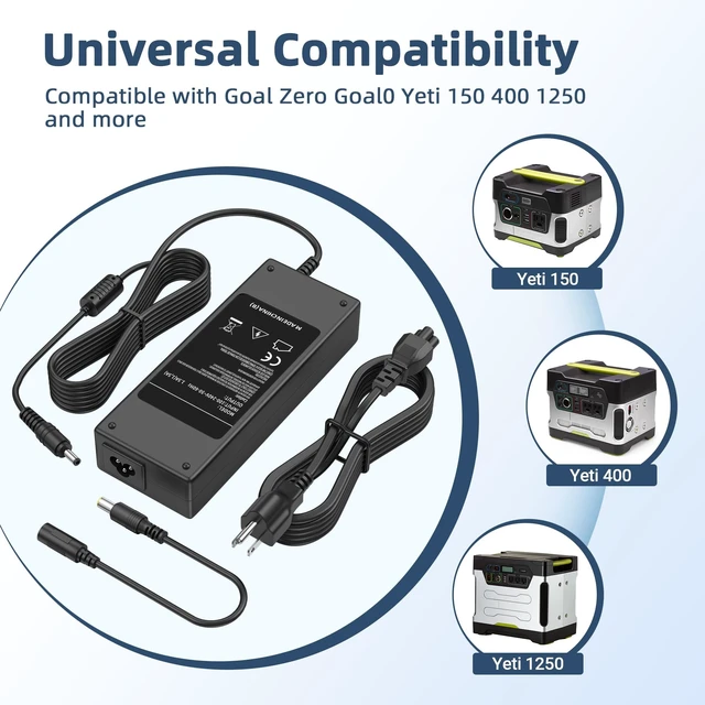 Alt view image 4 of 5 - PK Power 19v Ac Dc Adapter for Goal Zero Goal0 Yeti 150 400 1250 Solar Generator p/n: 31901 22004 23000 Replacement Switching Power Supply Cord Charger Spare