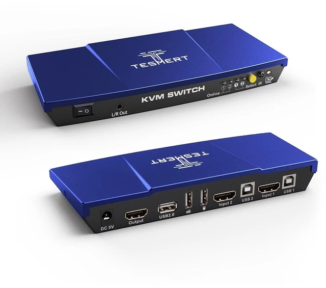 Main image of TESMERT HDMI 4K@60Hz KVM Switch 1 Monitor 2 Computers EDID HDR10 HDCP 2.2
