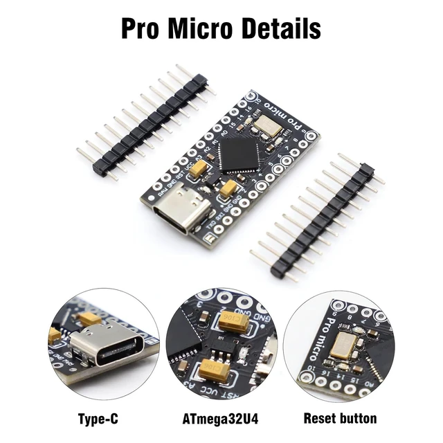 Alt view image 3 of 5 - Pro Micro with Atmega32U4 chip Development Board, AYWHP 5 PCS Pro Micro 5V/16MHz Nano microcontroller Development Board with Built-in USB updater Type-C Interface Compatible with Arduino IDE