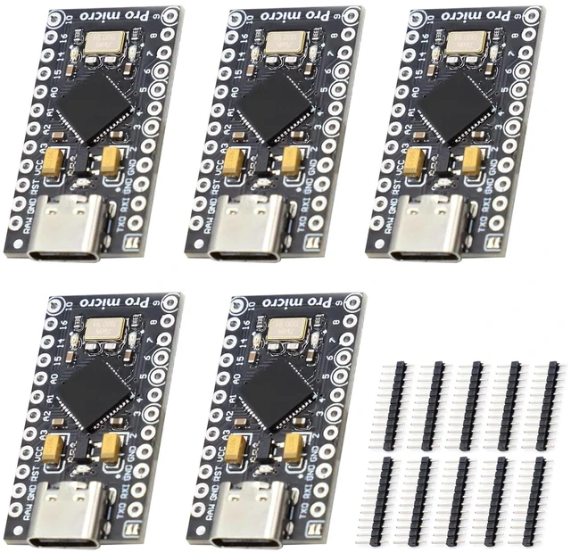 Main image of Pro Micro with Atmega32U4 chip Development Board, AYWHP 5 PCS Pro Micro 5V/16MHz Nano microcontroller Development Board with Built-in USB updater Type-C Interface Compatible with Arduino IDE