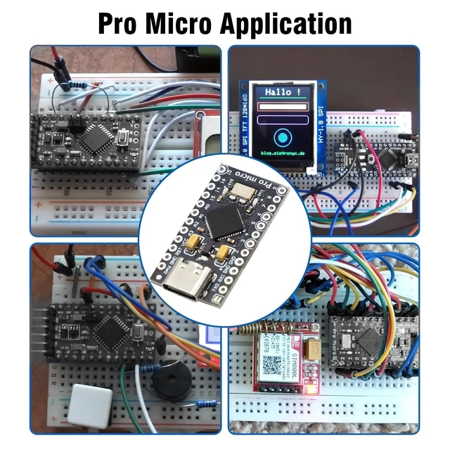 Alt view image 4 of 5 - Pro Micro with Atmega32U4 chip Development Board, AYWHP 5 PCS Pro Micro 5V/16MHz Nano microcontroller Development Board with Built-in USB updater Type-C Interface Compatible with Arduino IDE