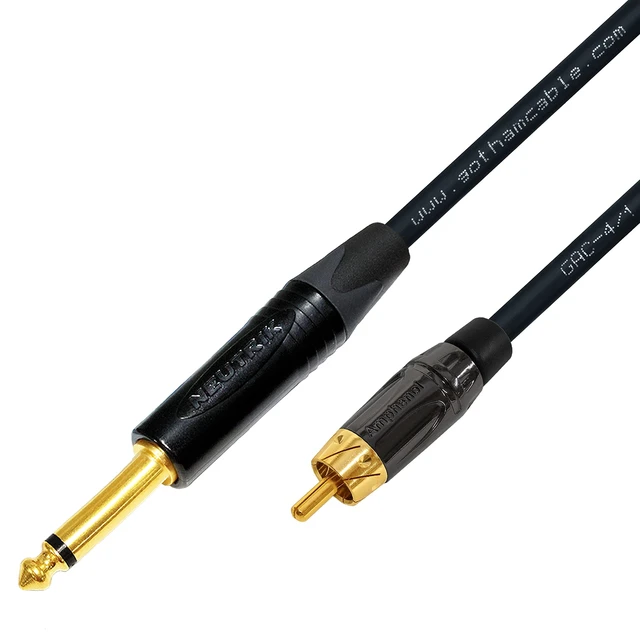 Alt view image 5 of 5 - WORLDS BEST CABLES 25 Foot TS to RCA Cable Gotham GAC-4/1 (Black) Star-Quad Audio Interconnect Cable & Neutrik NP2X-B & Amphenol ACPL-CBK Gold Plugs - Custom Made