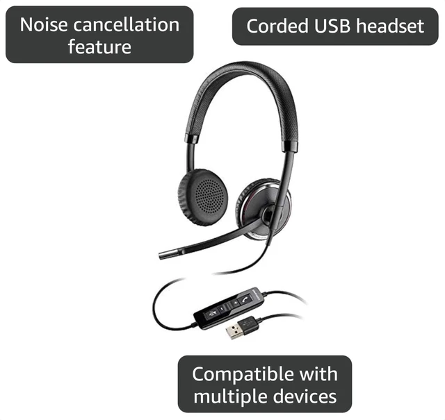 Alt view image 3 of 3 - Plantronics Blackwire 500 C520-M USB Binaural Microsoft-Certified Version Headphone
