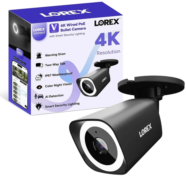 Main image of Lorex Connect (New App) ^^ V3 4K Add-On IP PoE Bullet Camera to V-Series NVR