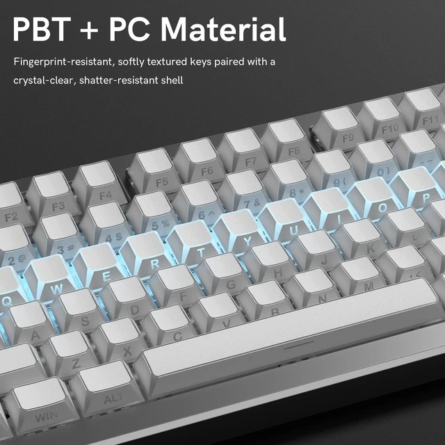 Alt view image 2 of 5 - Womier PBT Keycaps Set 136 Keys, Custom White Keyboard Doubleshot Dye Sub Side Print Shine Through Keycaps 60 65 75 100 Percent, Cherry Profile (White 5)