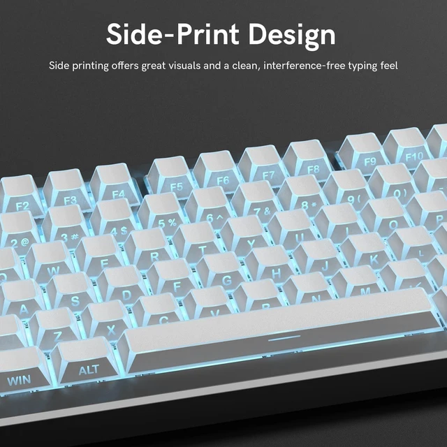 Alt view image 3 of 5 - Womier PBT Keycaps Set 136 Keys, Custom White Keyboard Doubleshot Dye Sub Side Print Shine Through Keycaps 60 65 75 100 Percent, Cherry Profile (White 5)
