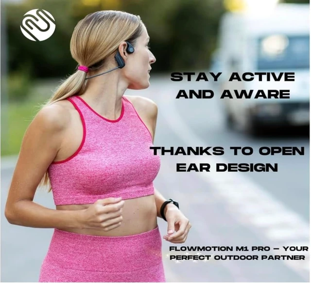 Alt view image 4 of 5 - FlowMotion M1 Pro Waterproof Swimming Headphones with Bluetooth for Sports Fitness Running Underwater Bone Conduction Wireless with USB-C Adapter and Adjustable Strap
