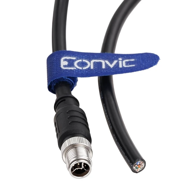 Alt view image 2 of 4 - M12 Y Code 8 Pin Male to Open Ethernet CAT5e Data & Power Hybrid Cable 1M