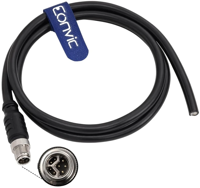 Main image of M12 Y Code 8 Pin Male to Open Ethernet CAT5e Data & Power Hybrid Cable 1M