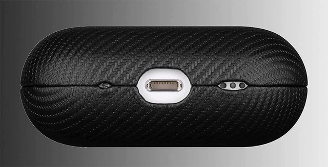 Alt view image 3 of 5 - LOPIE Case for AirPods Pro 2 - Carbon Fiber Style PU Leather - Black