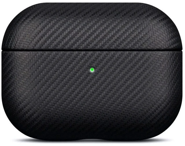Main image of LOPIE Case for AirPods Pro 2 - Carbon Fiber Style PU Leather - Black