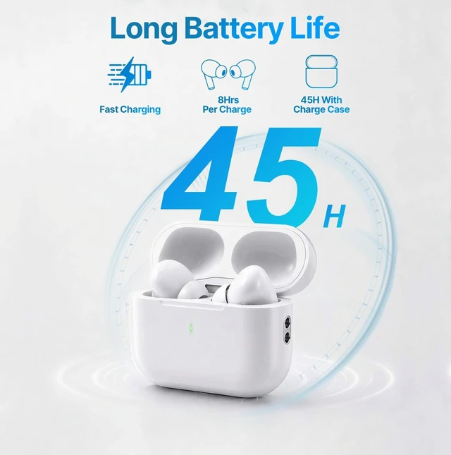 Alt view image 5 of 5 - MOLDPOLD Wireless Earbuds Pro, Bluetooth 5.3 Bass Stereo Sound Headphones