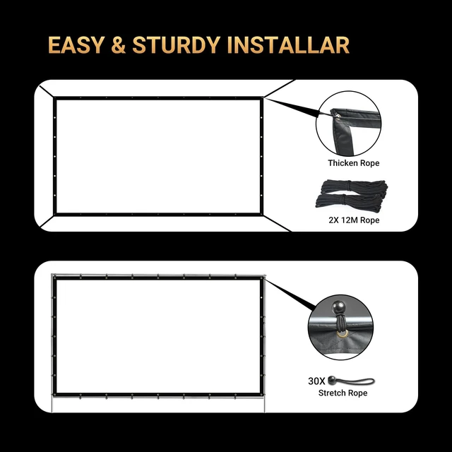 Alt view image 4 of 5 - IOLIEO 250 Inch Projector Screen, Foldable White Outdoor Movie Screen 16:11
