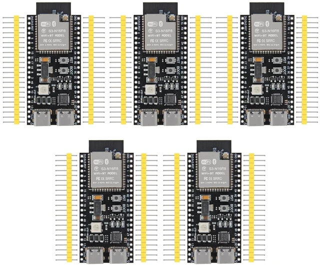 Main image of 5PCS ESP32-S3 Development Board N16R8 MCU with Antenna Base Dual-Mode Wi-Fi Bluetooth ESP32-S3-WROOM-1 Type-C, Compatible with Arduino IoT