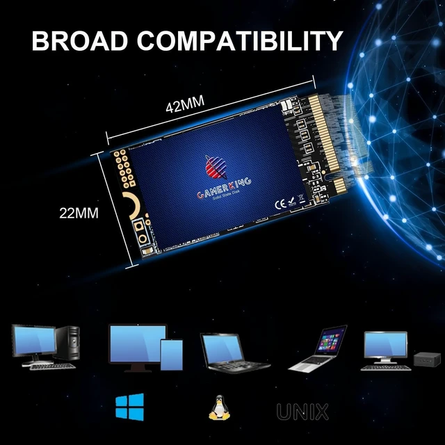 Alt view image 5 of 5 - GAMERKING SSD 128GB M.2 2242 NVMe PCIe Gen3.0x4 22x42mm