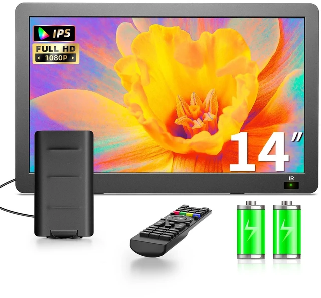 Main image of Erasiny 14.2" Small Portable TV with Antenna, LCD 1080P Rechargeable TV