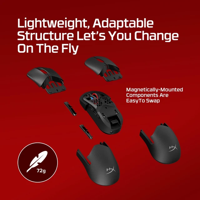 Alt view image 2 of 5 - HyperX Pulsefire Saga Pro Wireless Gaming Mouse for PC, Modular Design, Interchangeable Parts, 4k Polling, 72g Lightweight Frame, Wireless, Instant Pair, Black