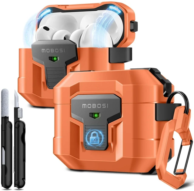 Main image of MOBOSI for AirPods Pro 3 Case 2025 with Drop-Proof Lock, Tangerine