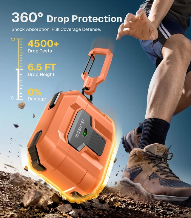 Alt view image 4 of 5 - MOBOSI for AirPods Pro 3 Case 2025 with Drop-Proof Lock, Tangerine