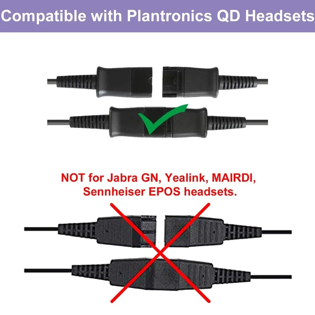 Alt view image 2 of 5 - Weatwo Training Y Splitter for All Plantronics QD Headphone Adapter Cable