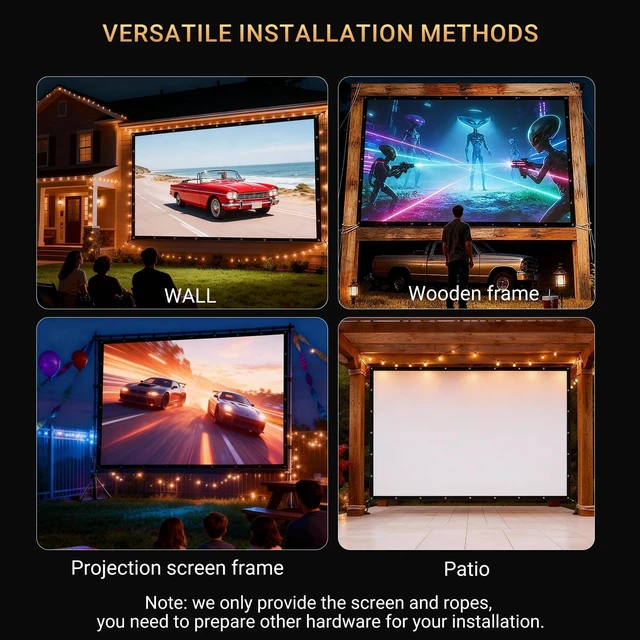 Alt view image 5 of 5 - IOLIEO 250 Inch Projector Screen, Foldable White Outdoor Movie Screen 16:11