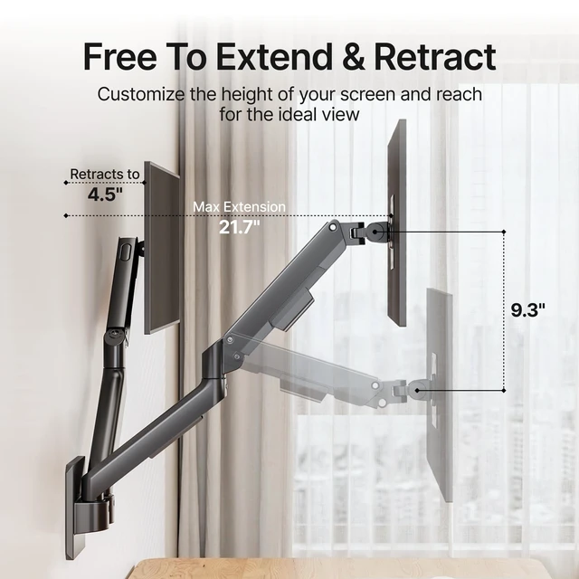 Alt view image 3 of 5 - PEGZONE Dual Monitor Wall Mount for 17-32" Computer ScreensUp to 19.8 lbs