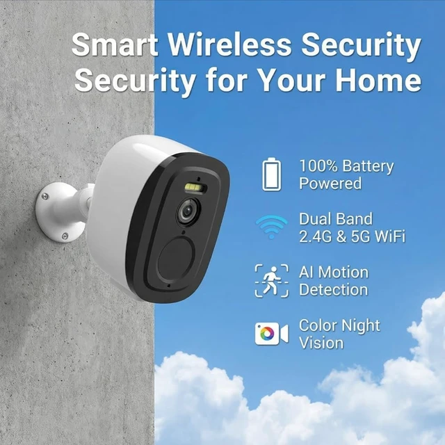 Alt view image 2 of 5 - Raycom 2.4G/5G WiFi Security Cameras Wireless Outdoor 4Pack, 2K QHD Video