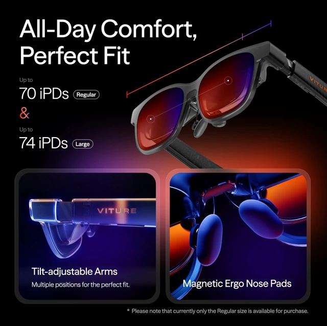 Alt view image 5 of 5 - VITURE Luma Pro XR/AR Glasses, 152" 1200p 1000 Nits Sharp Screen, 52 FOV